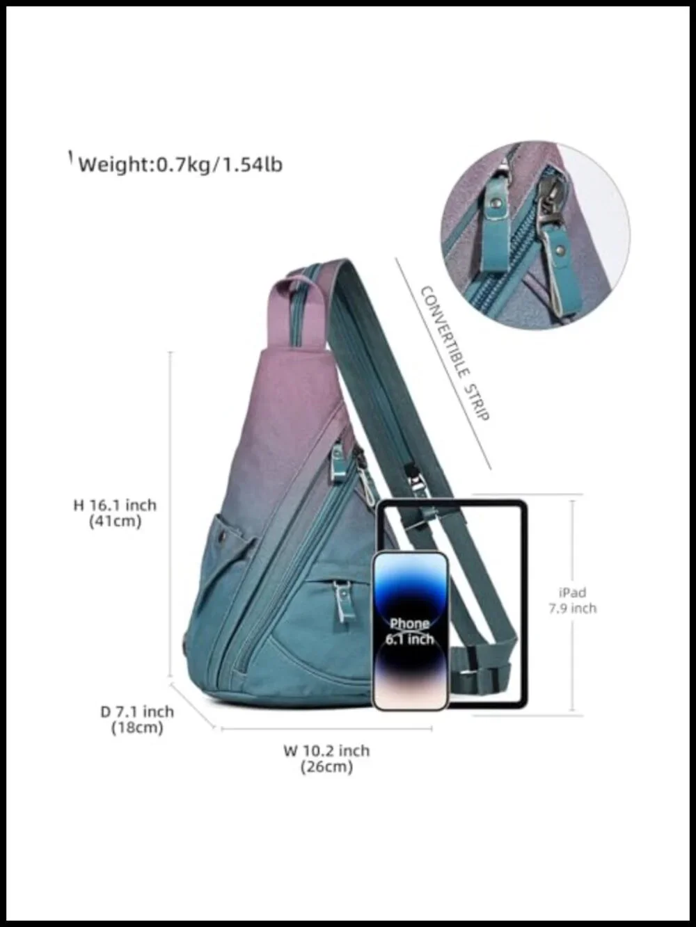 Canvas Sling Bag Mini Backpack Crossbody Daypack Rucksack Adjustable